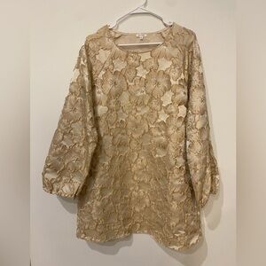 Textured balloon sleeve gold mini dress - Size medium